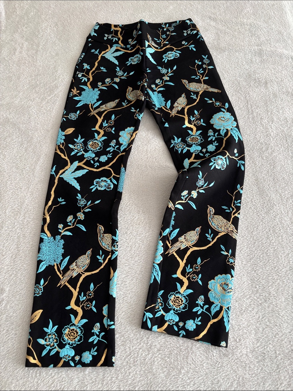 Soft Surroundings Black Stretch Ponte Pants Chinoiserie Print Women’s Small EUC